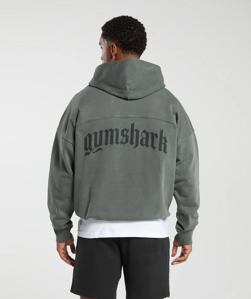 Gymshark Rest Day Heavyweight Hoodie - Deep Olive Green/Pigment Dye