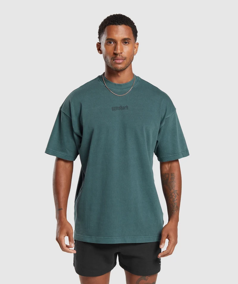 Gymshark Rest Day Heavyweight T-Shirt - Smokey Teal/Pigment Dye