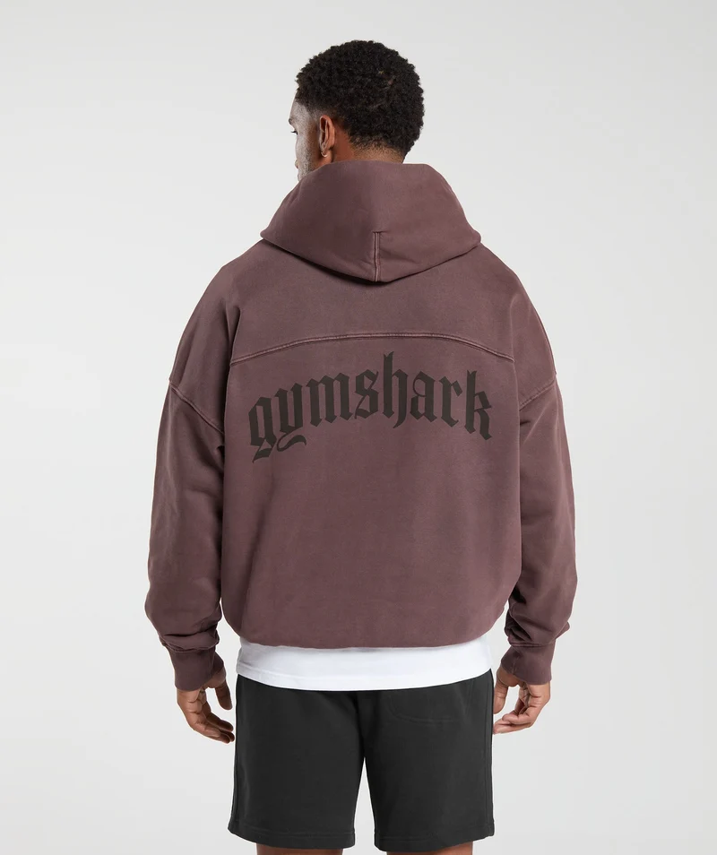 Gymshark Rest Day Heavyweight Hoodie - Cocoa Brown/Pigment Dye