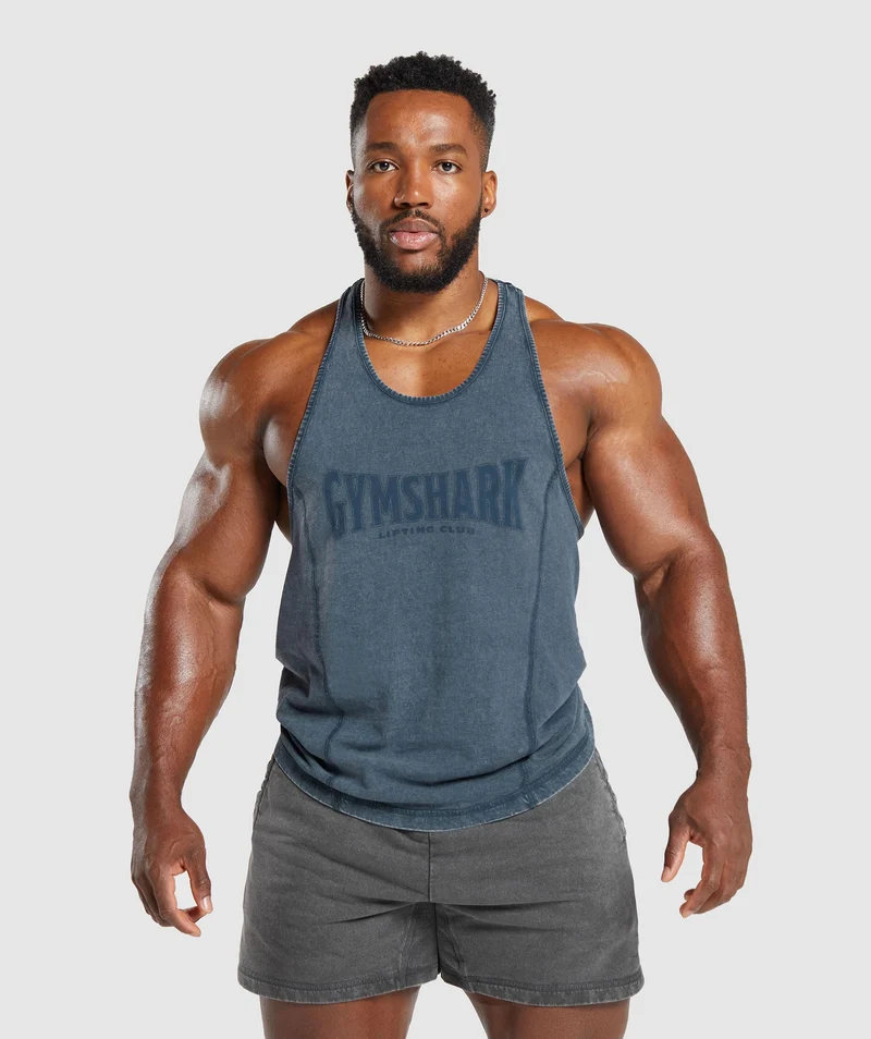 Gymshark Heritage Washed Stringer - Navy/Acid Wash Small Ball