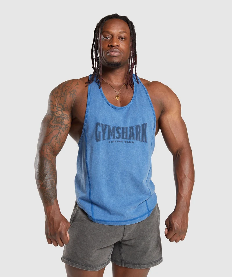 Gymshark Heritage Washed Stringer - Vintage Blue/Acid Wash Small Ball