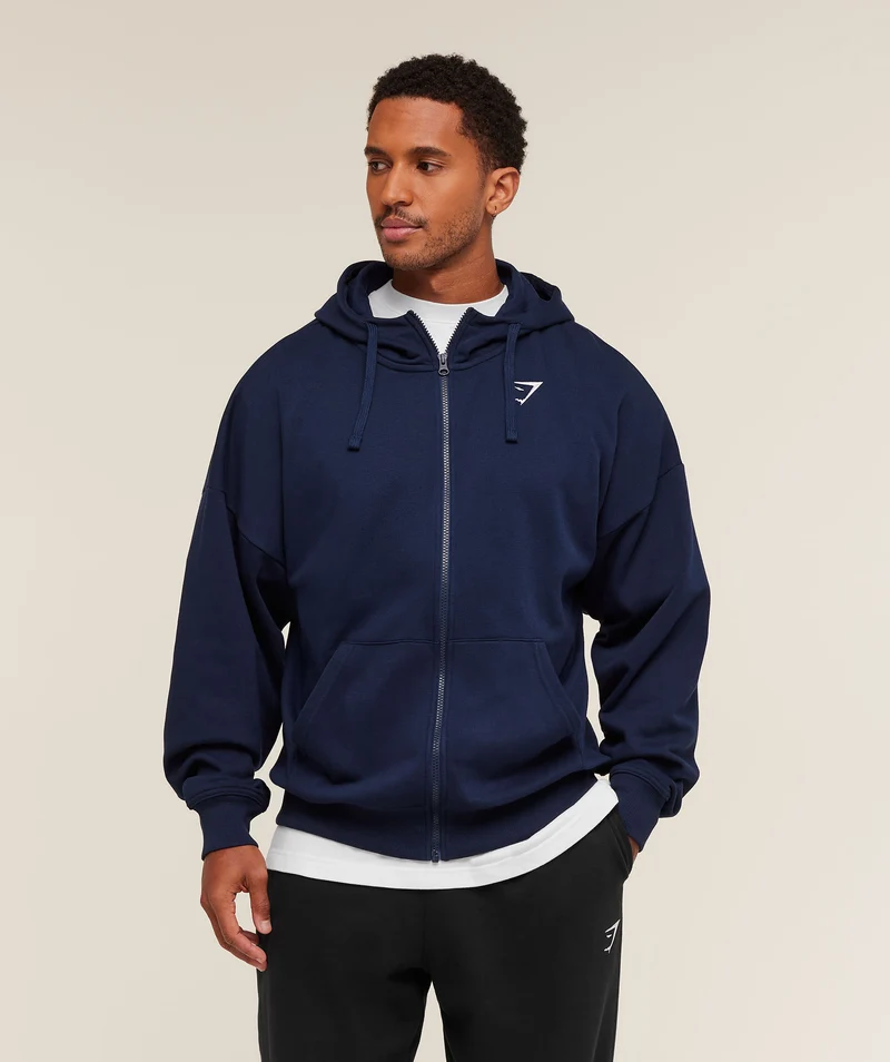 Gymshark Essential Oversized Zip Up Hoodie - Navy