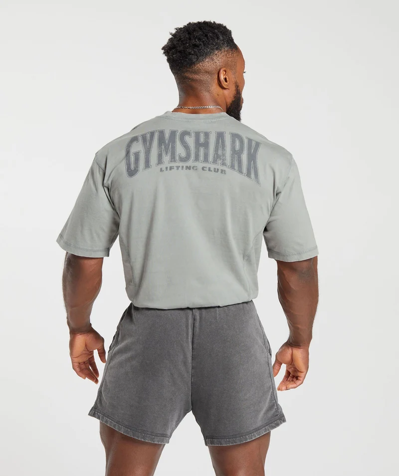 Gymshark Heritage Washed T-Shirt - Smokey Grey/Acid Wash Small Ball