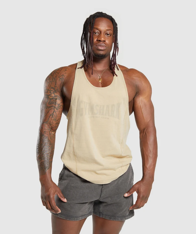 Gymshark Heritage Washed Stringer - Desert Beige/Acid Wash Small Ball