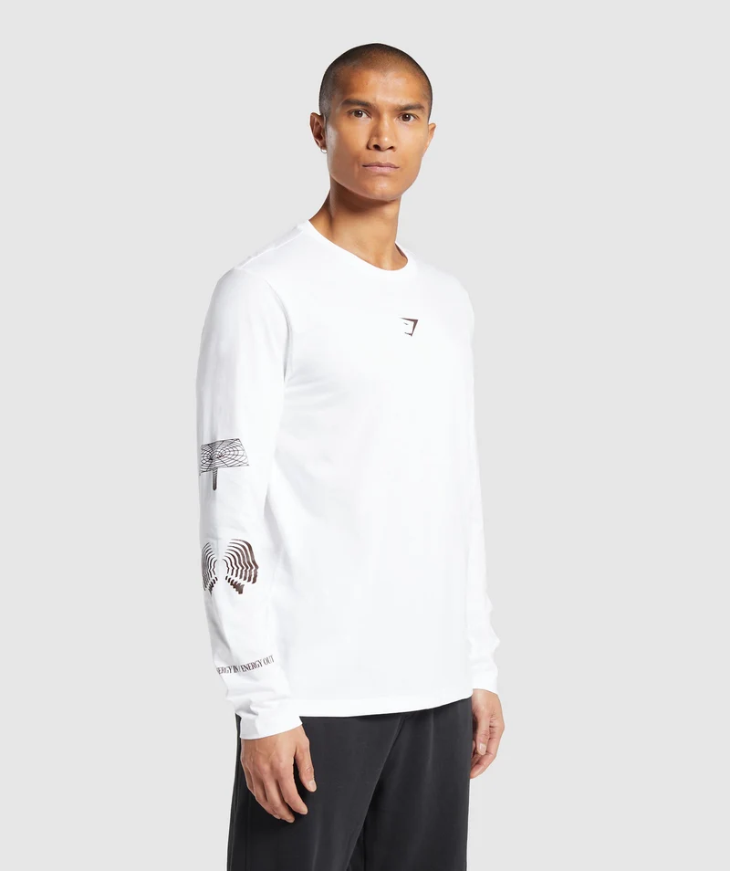 Gymshark Hybrid Wellness Long Sleeve T-Shirt - White