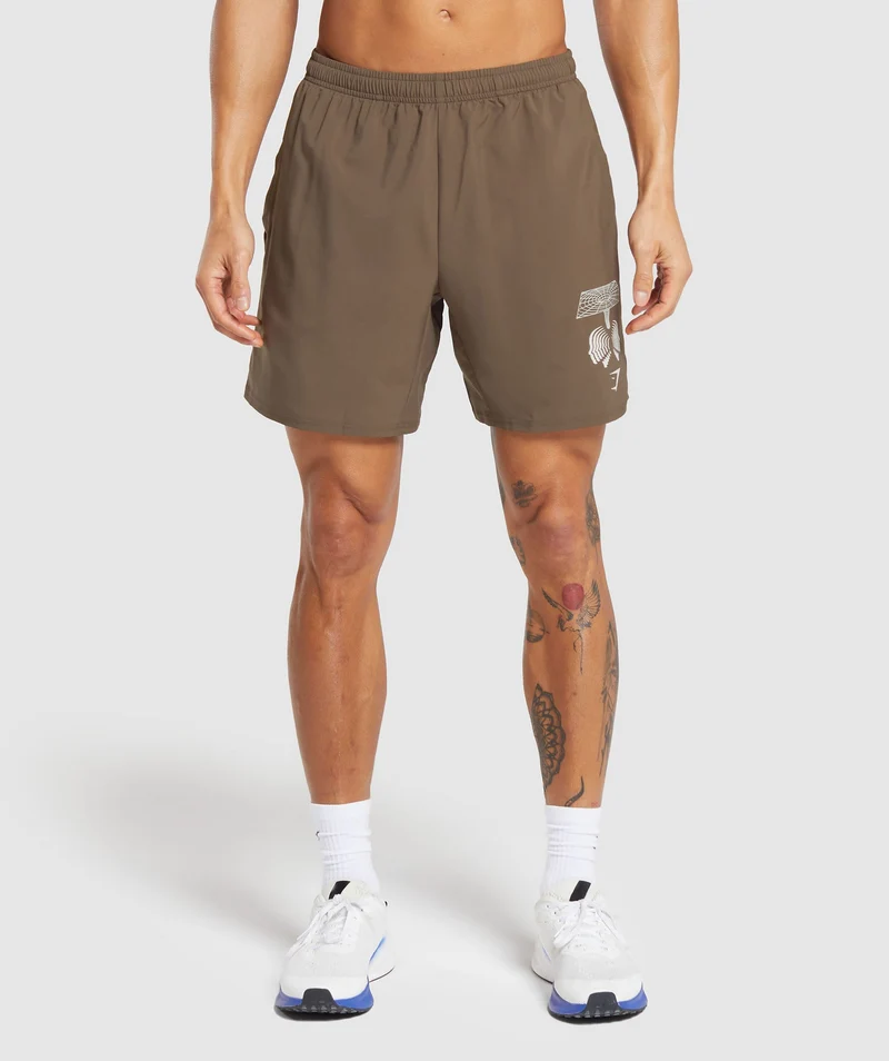 Gymshark Hybrid Wellness 7" Short - Penny Brown