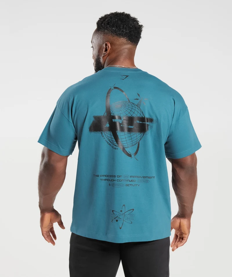 Gymshark Intergalactic Lifting Oversized T-Shirt - Blue