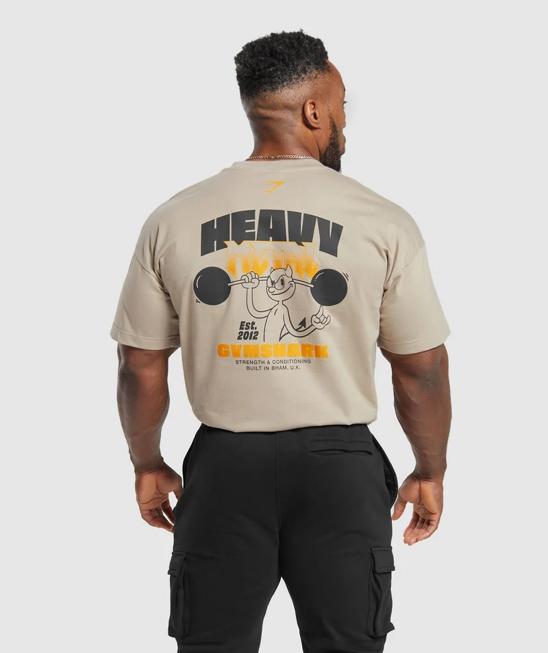 Gymshark Heavy Metal T-Shirt - Sand Brown