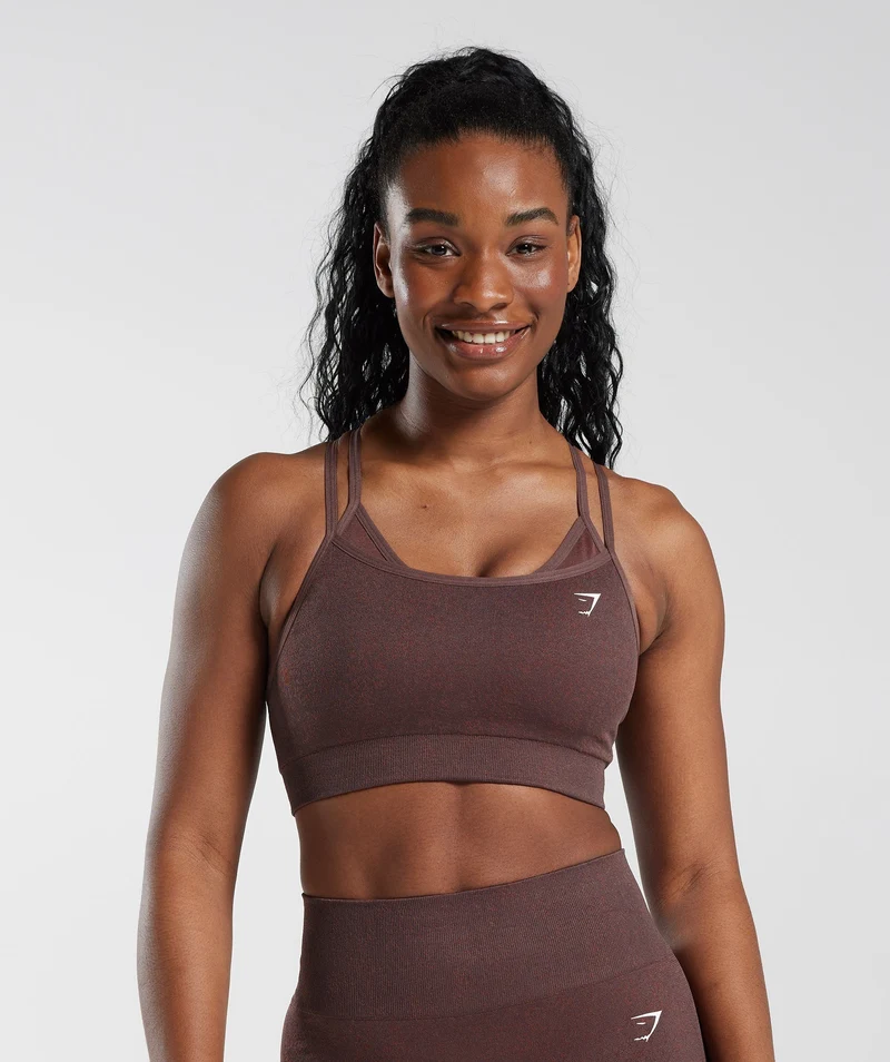 Gymshark Adapt Fleck Seamless Sports Bra - Chocolate Brown/Pomegranate Red