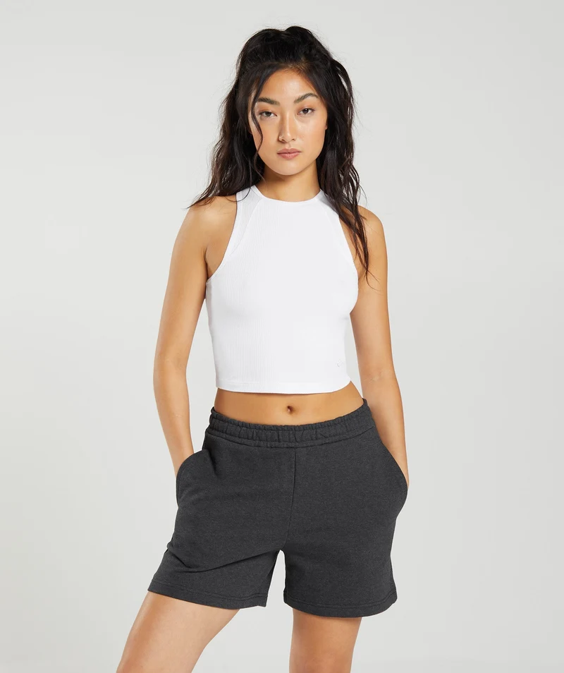 Gymshark Cotton Rib Midi Tank - White