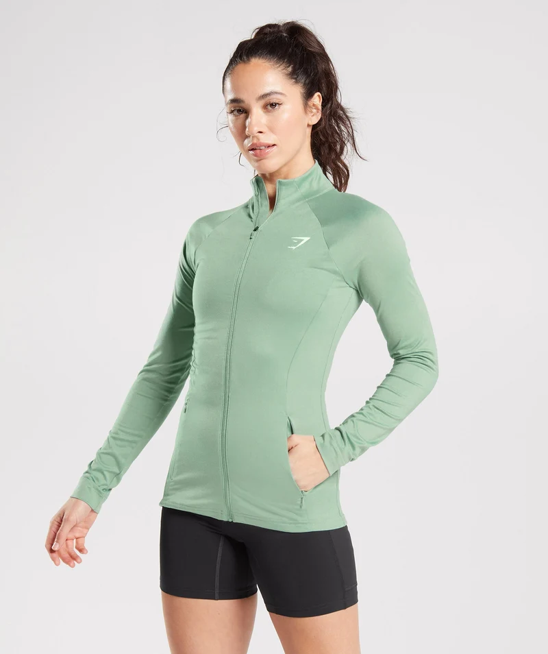 Gymshark Training Zip Up Jacket - Desert Sage Green