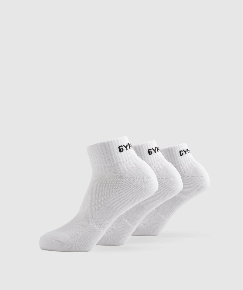 Gymshark GS Jacquard Quarter Socks 3pk - White