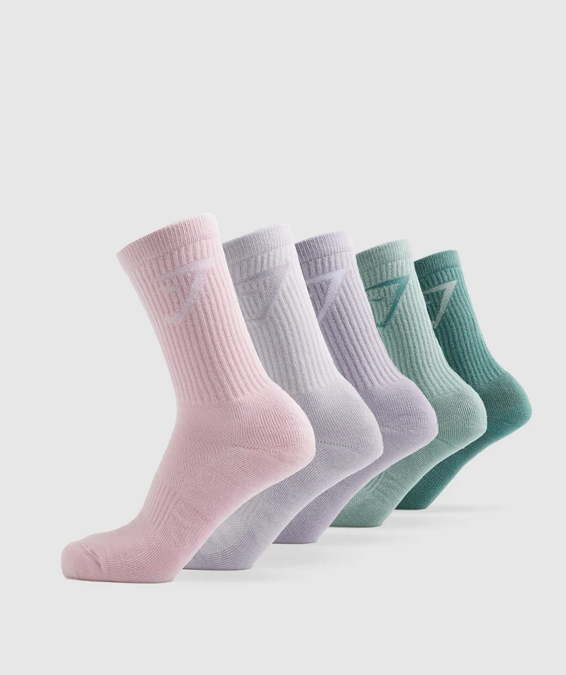 Gymshark Crew Socks 5pk - Teal