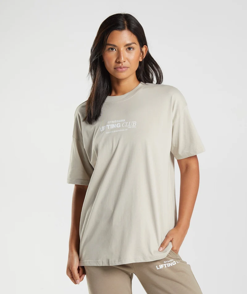 Gymshark Social Club Oversized T-Shirt - Pebble Grey