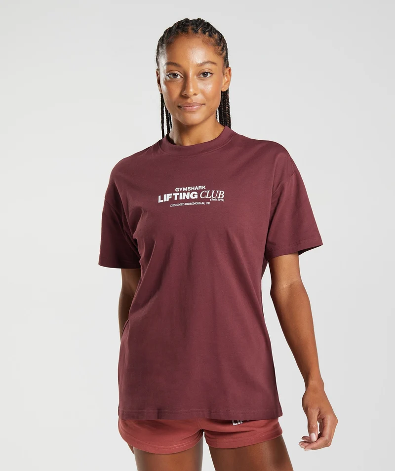 Gymshark Social Club Oversized T-Shirt - Cherry Brown