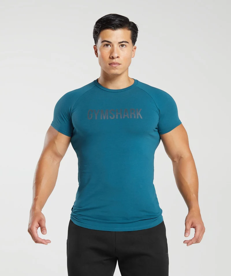 Gymshark Apollo Muscle Fit Short Sleeve T-Shirt - Atlantic Blue