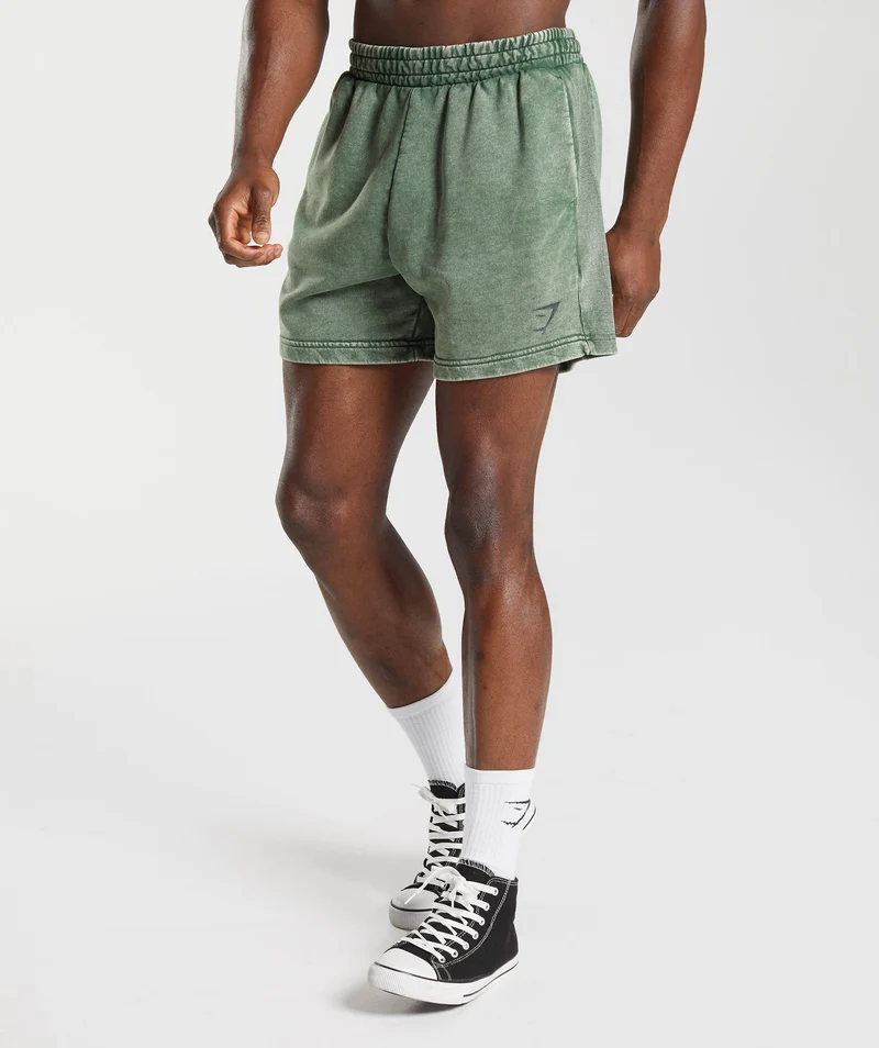 Gymshark Power Washed 5" Shorts - Iguana Green