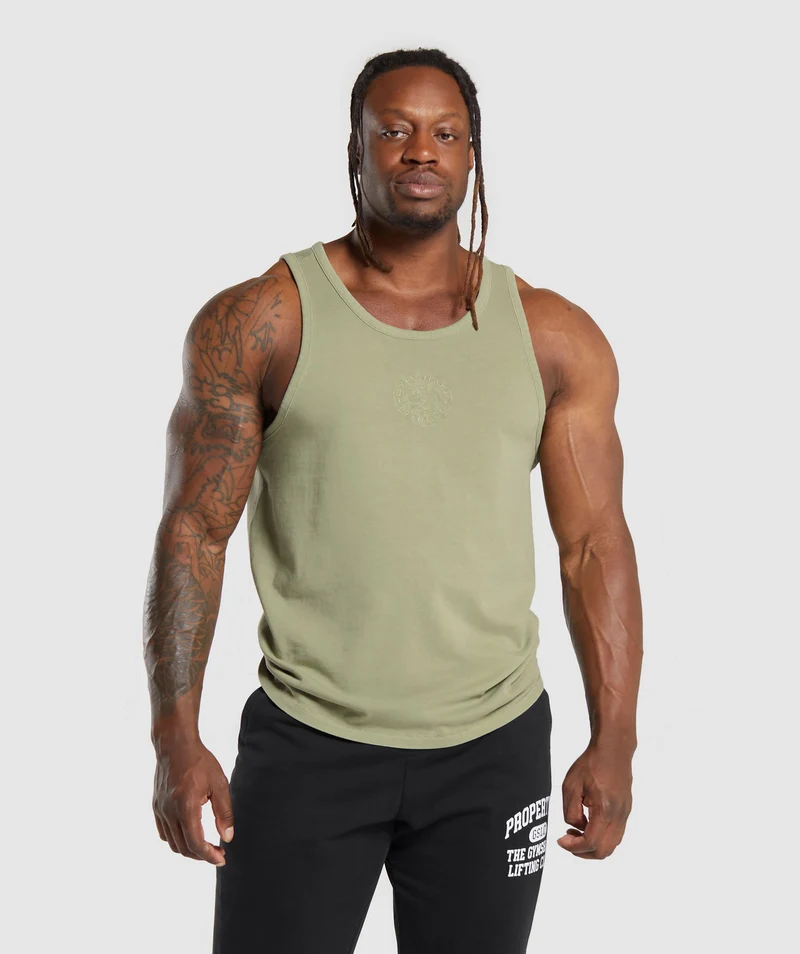 Gymshark Premium Legacy Tank - Natural Sage Green/Pigment Dye
