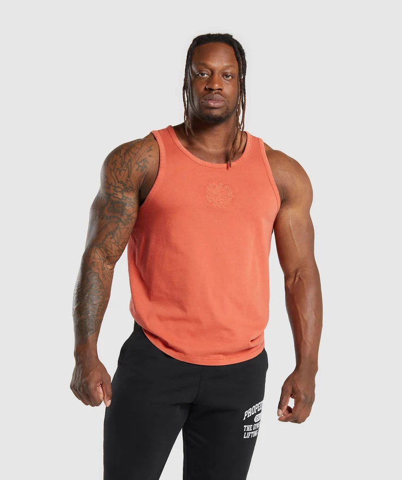 Gymshark Premium Legacy Tank - Muted Orange/Pigment Dye