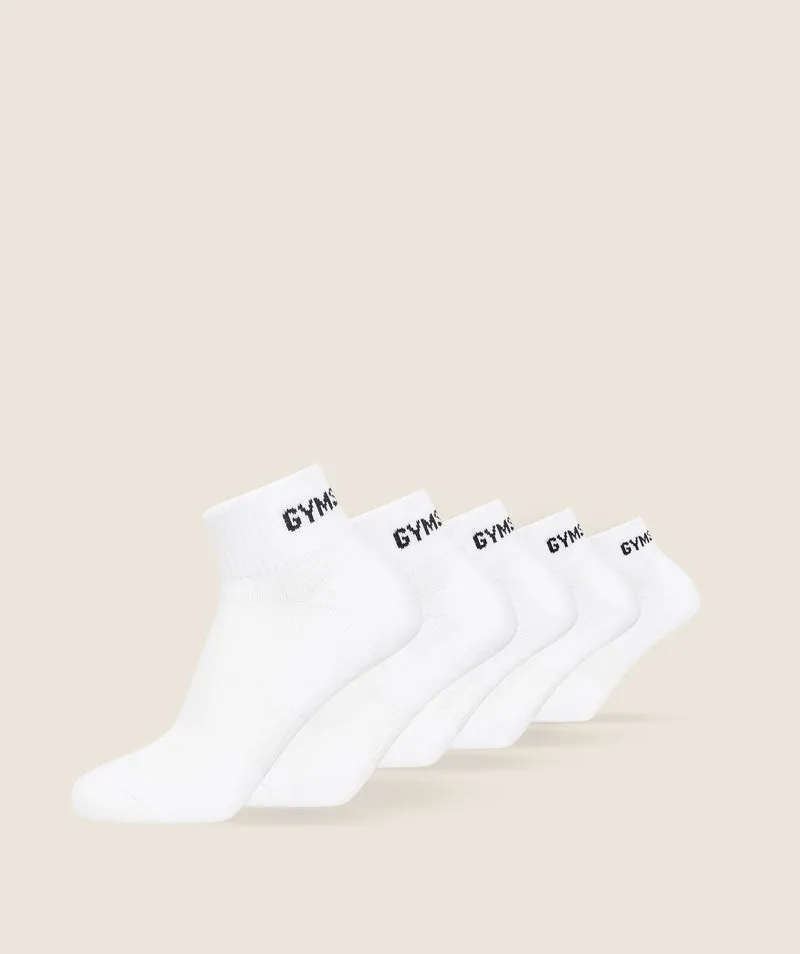 Gymshark Quarter Socks 5pk - White