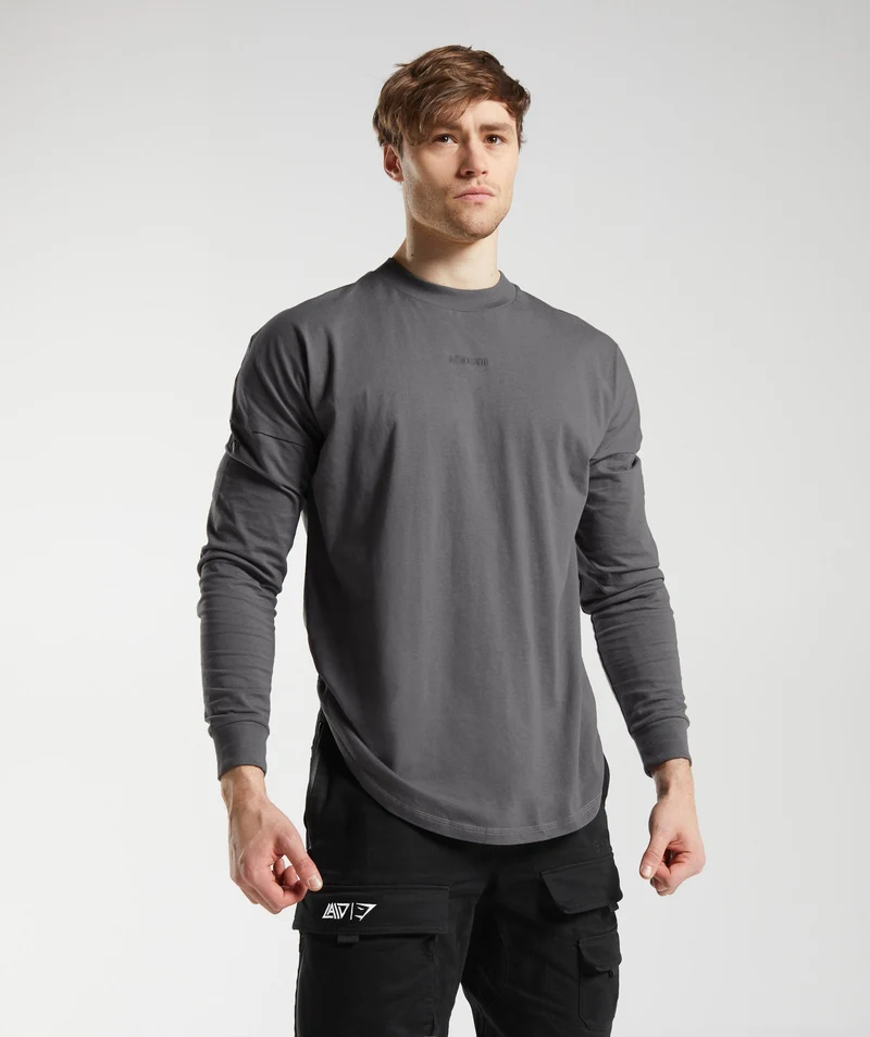 Gymshark x David Laid Oversized Long Sleeve T-Shirt - Wolf Grey