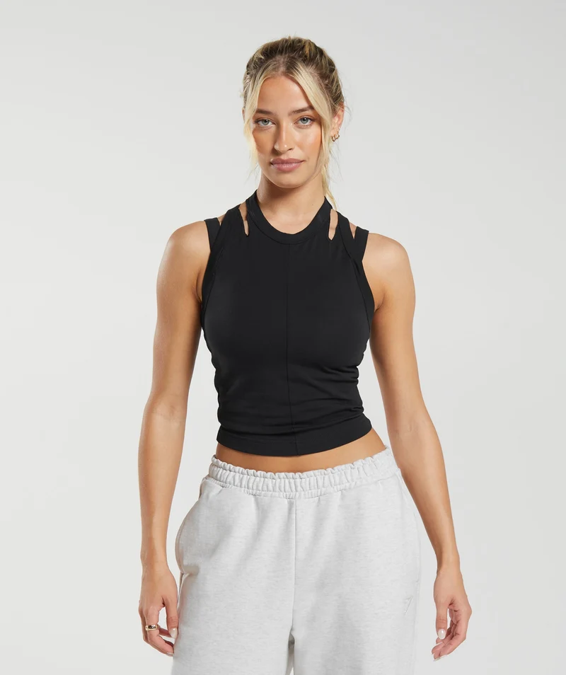 Gymshark Cotton Strappy Midi Tank - Black