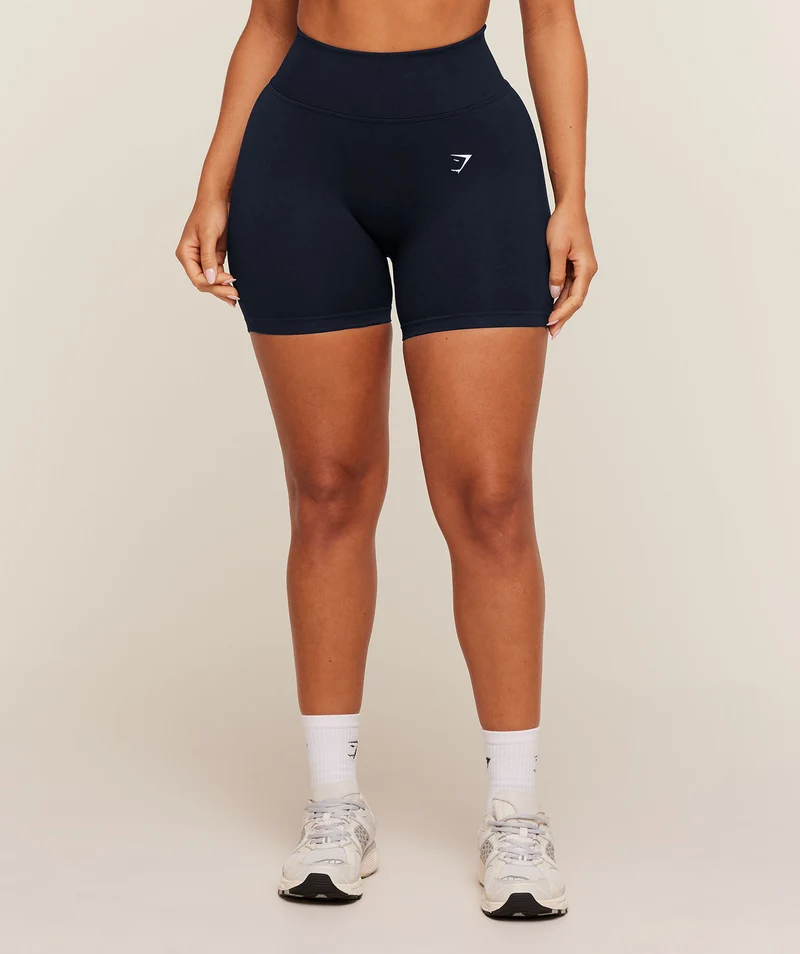 Gymshark Lift Seamless High-Rise Shorts - Midnight Blue/Black Marl