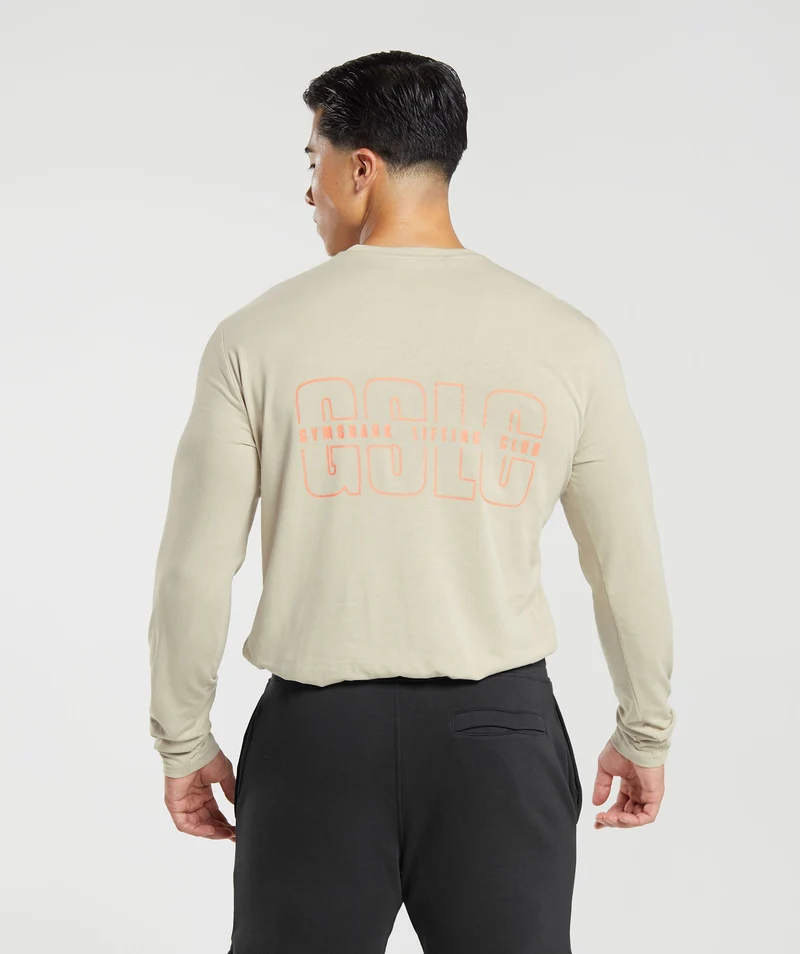 Gymshark GS Lifting Club Long Sleeve T-Shirt - Washed Stone Brown