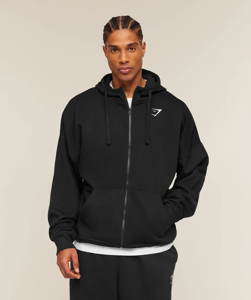 Gymshark Essential Oversized Zip Up Hoodie - Black