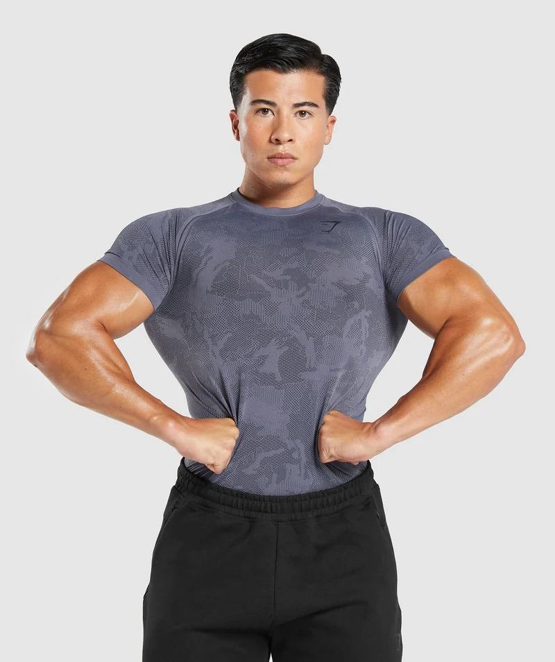 Gymshark Geo Seamless T-Shirt - Dewberry Purple/Black