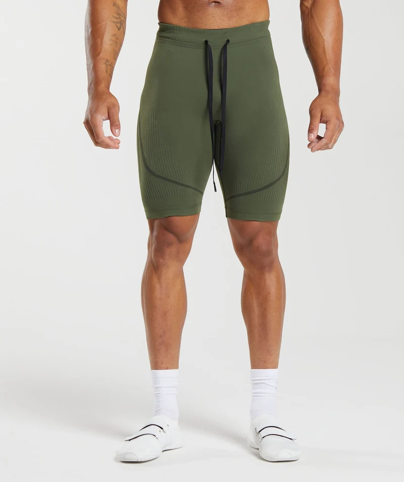Gymshark 315 Seamless Shorts - Winter Olive/Black