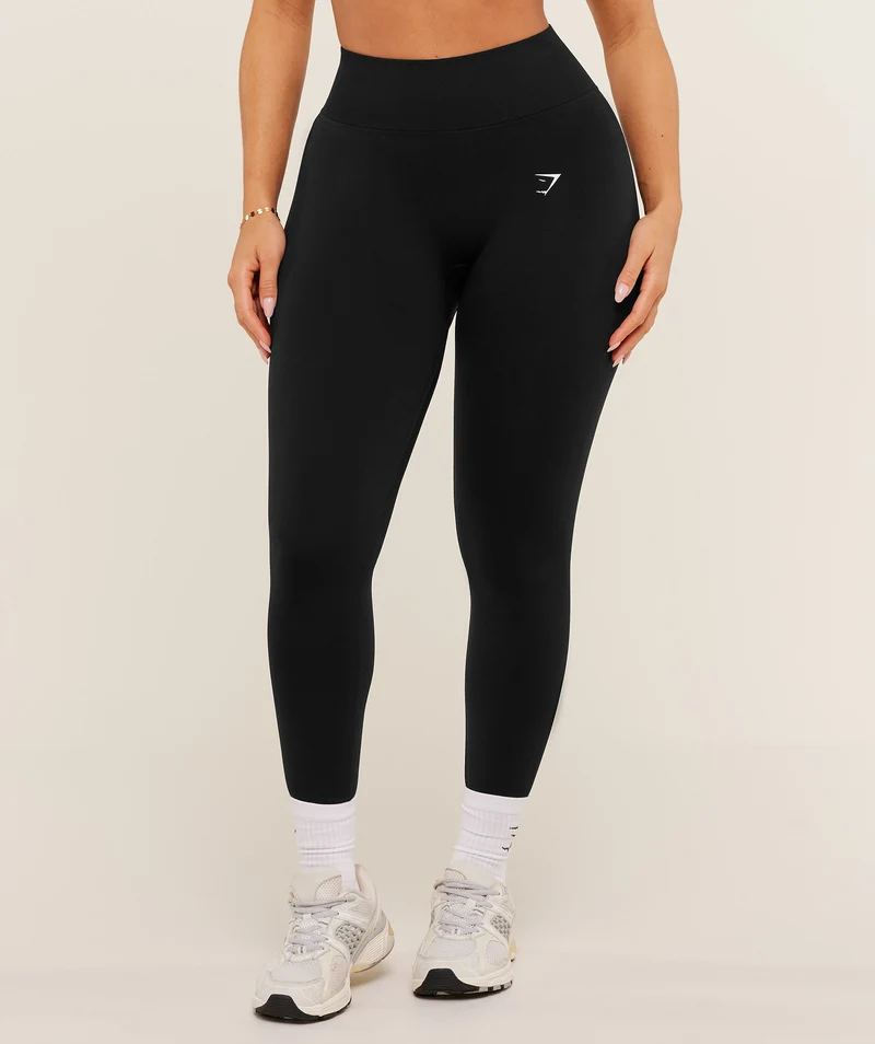 Gymshark Lift Seamless High-Rise Leggings - Black/Black Marl