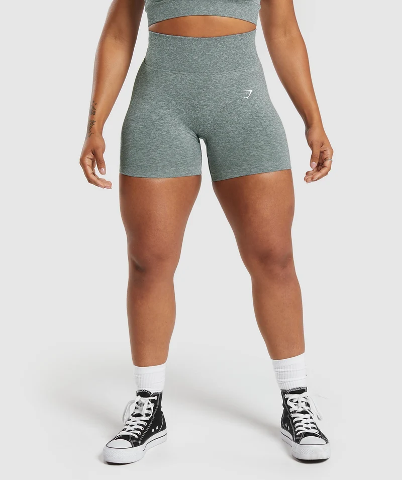 Gymshark Lift Seamless High-Rise Shorts - Slate Teal/White Marl