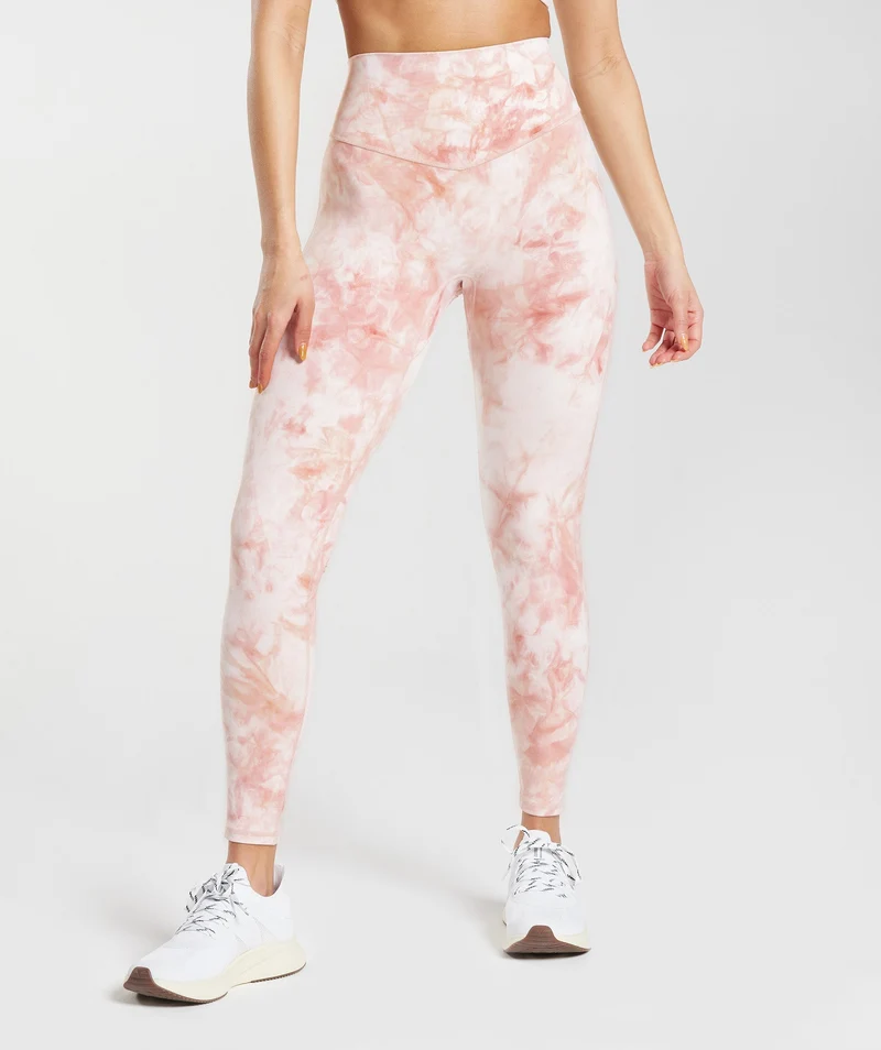 Gymshark Elevate Spray Dye Leggings - White/Misty Pink/Scandi Pink