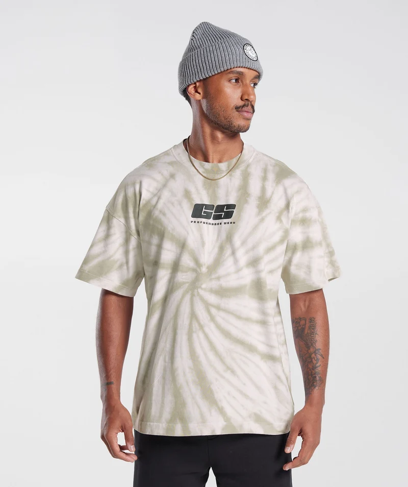 Gymshark Rest Day T-shirt - White/Mushroom Brown/Spiral Optic Wash