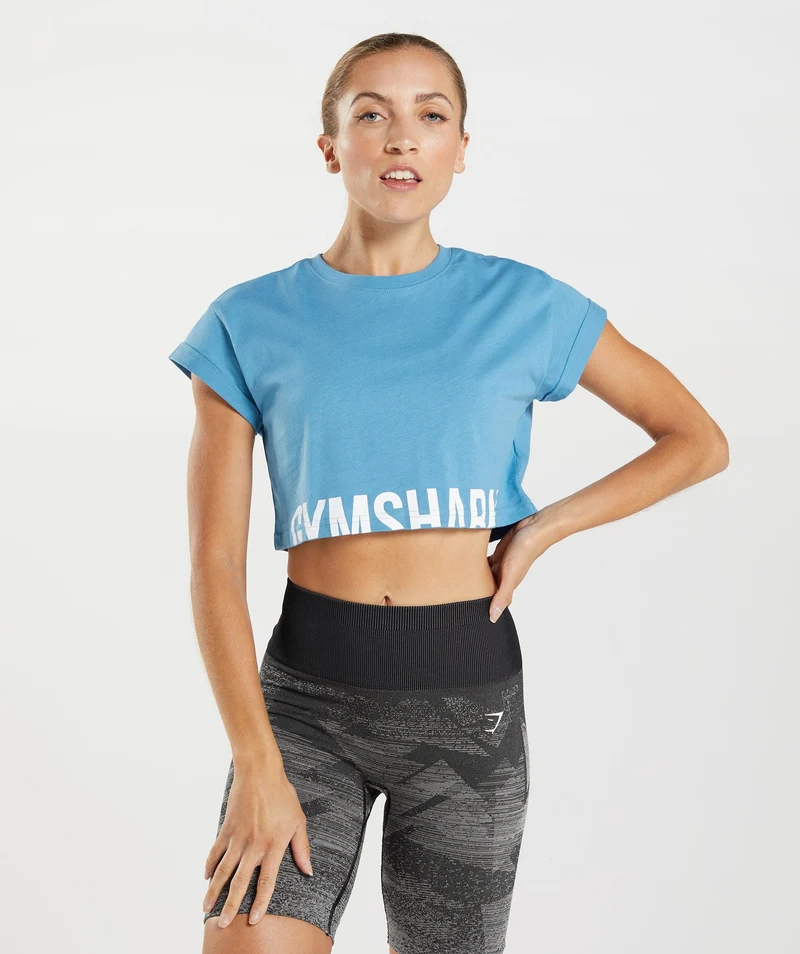 Gymshark Fraction Crop Top - Blue