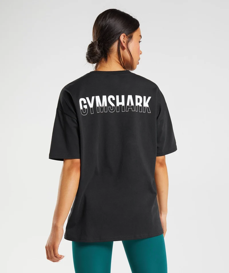 Gymshark Fraction Oversized T-Shirt - Black/White