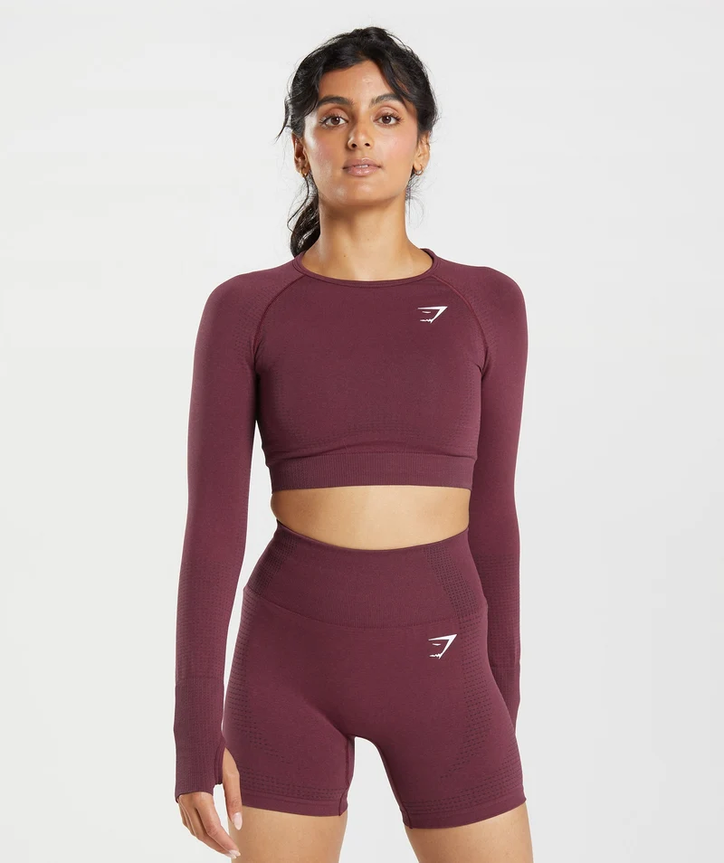 Gymshark Vital Crop Top - Baked Maroon/ Marl