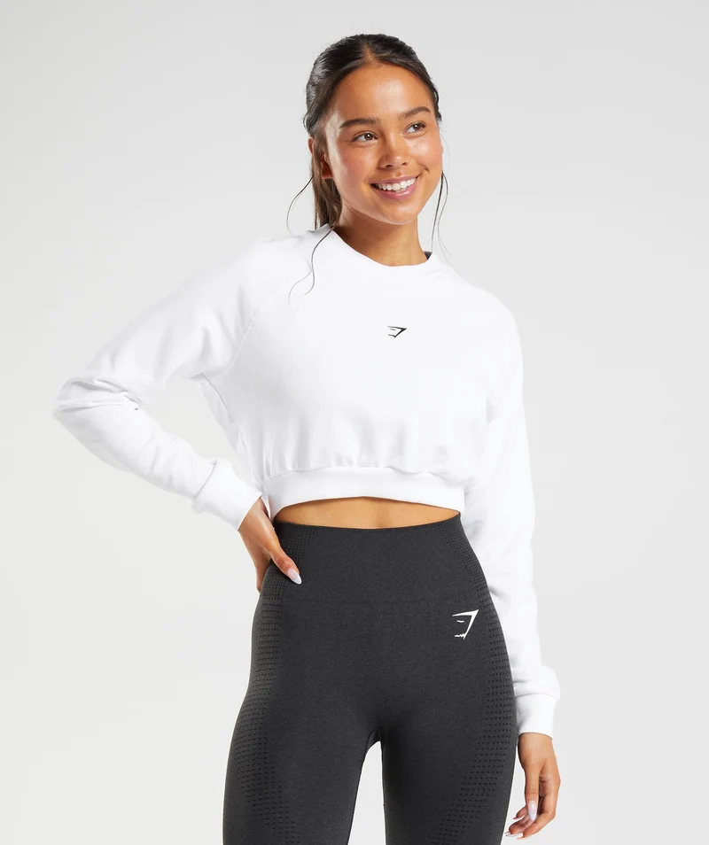 Gymshark Training Crop Sweater - White