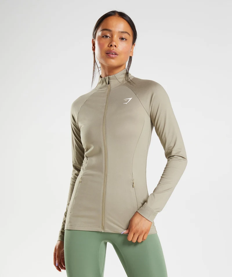 Gymshark Training Zip Up Jacket - Cement Brown