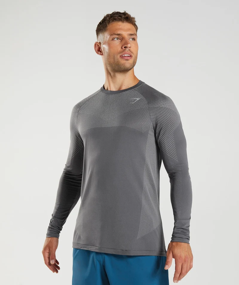 Gymshark Apex Seamless Long Sleeve T-shirt - Silhouette Grey/Smokey Grey