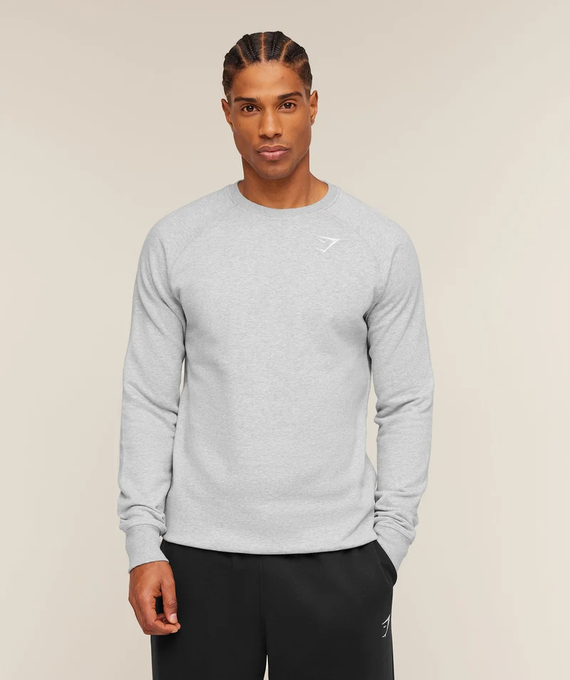 Gymshark Crest Crew - Light Grey Marl