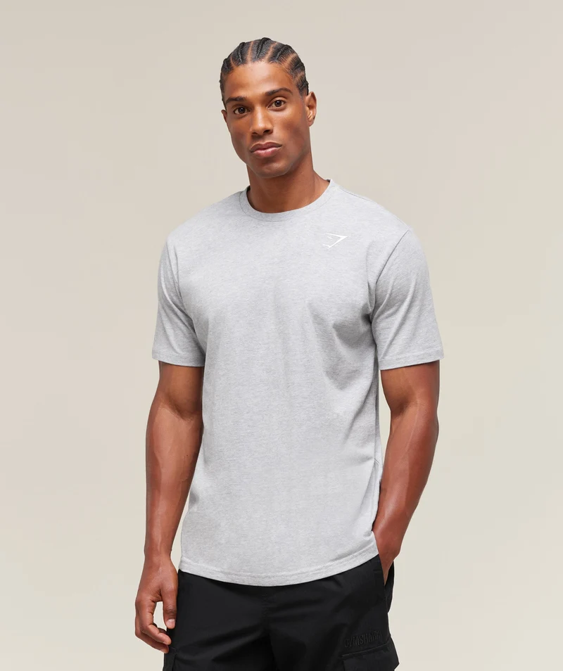 Gymshark Crest T-Shirt - Light Grey Marl