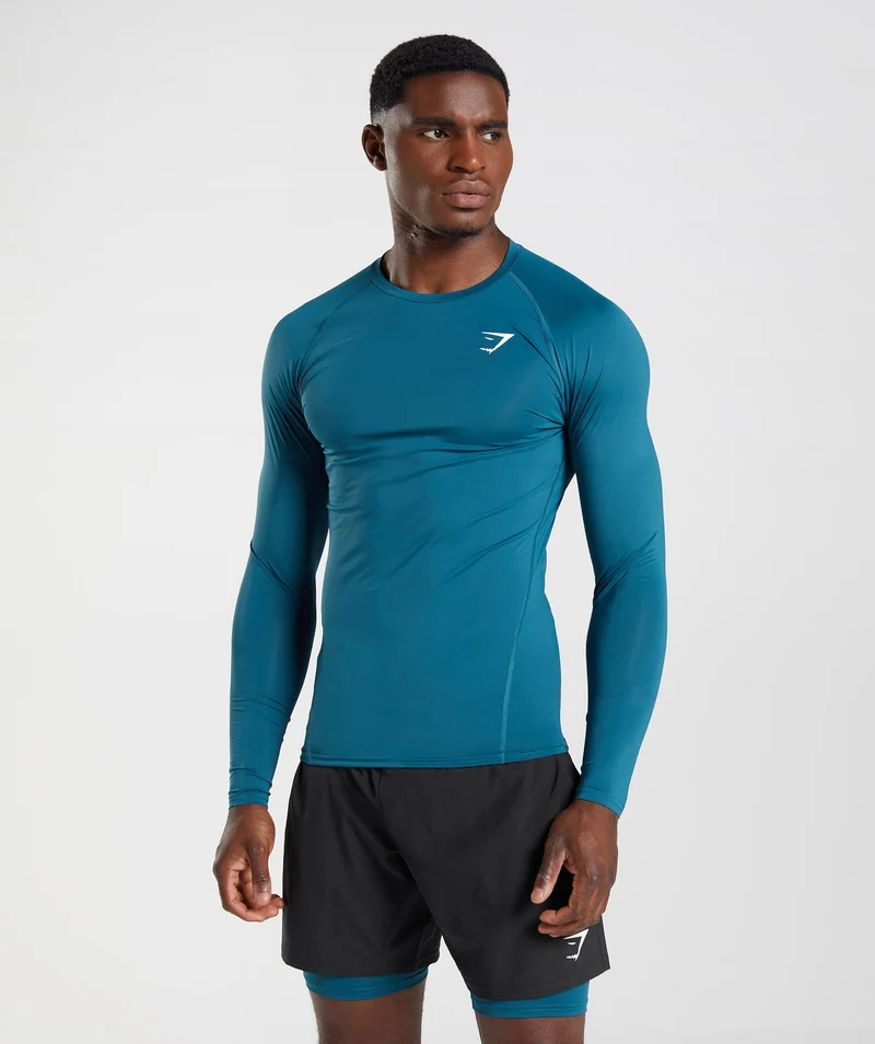Gymshark Element Baselayer Long Sleeve T-Shirt - Atlantic Blue