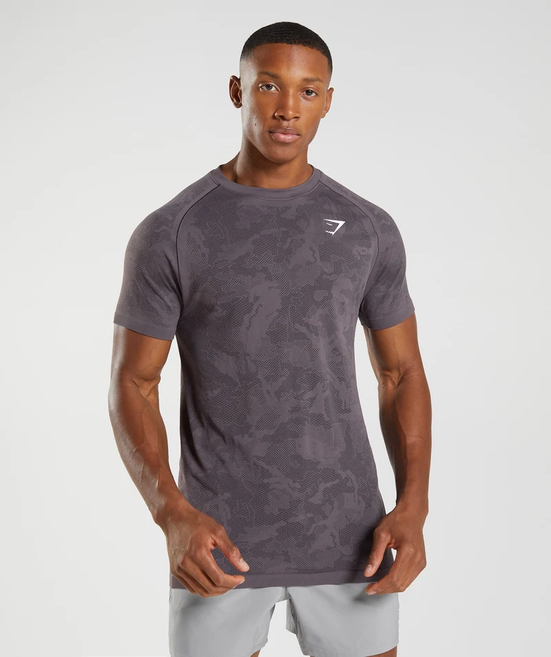 Gymshark Geo Seamless T-Shirt - Musk Lilac/Black