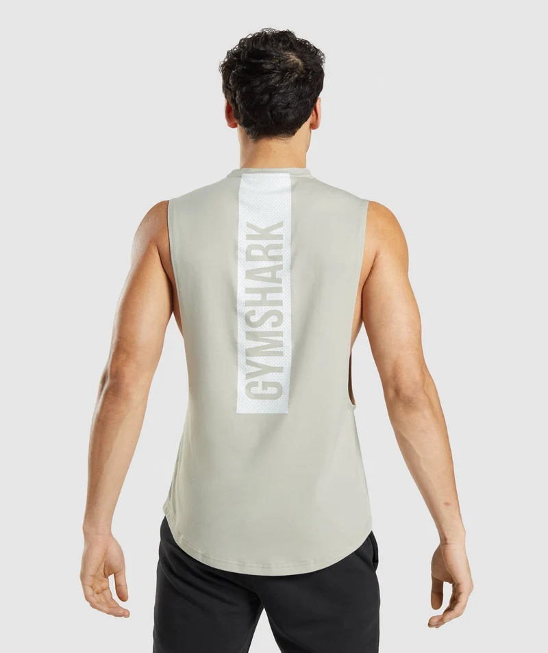 Gymshark Bold Drop Arm Tank - Pebble Grey