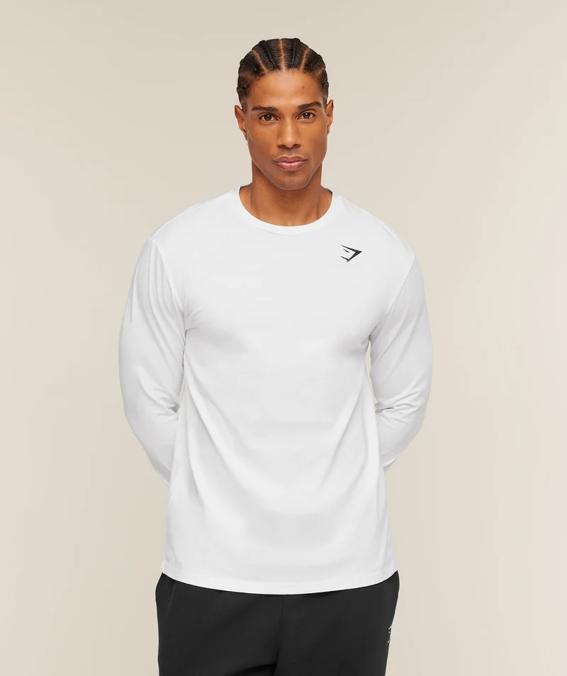 Gymshark Crest Long Sleeve T-Shirt - White