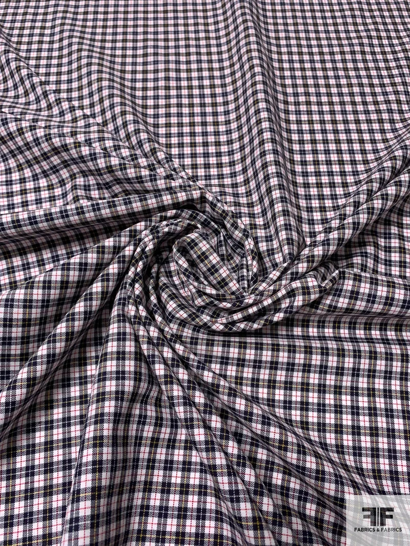 Made in Japan Yarn-Dyed Gingham Plaid Cotton Shirting - Black / White / Red / Yellow