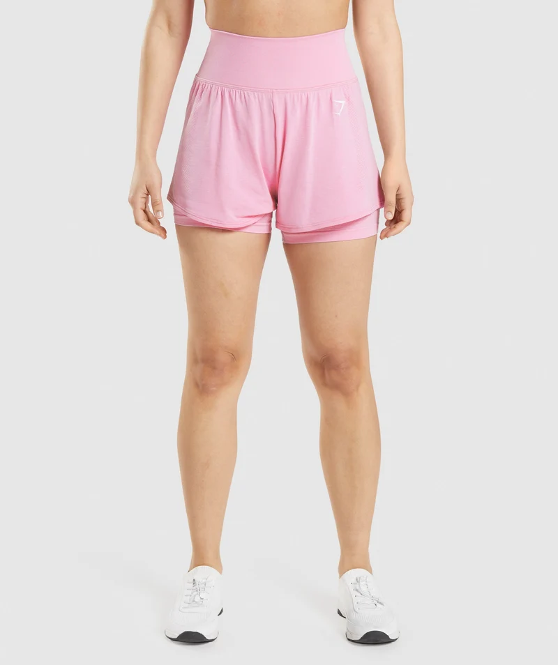 Gymshark Vital Seamless 2.0 2 in 1 Shorts - Sorbet Pink/ Marl