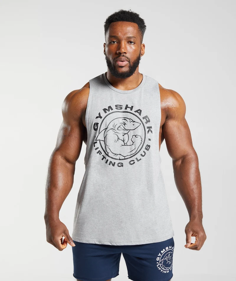 Gymshark Legacy Drop Arm Tank - Light Grey Core Marl